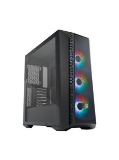   COOLER MASTER Ház Midi ATX MasterBox 520 + 3db Ventilátor + HUB, Tápegység nélkül, Üvegfalú, fekete