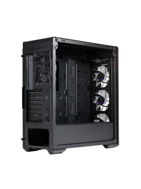 COOLER MASTER Ház Midi ATX MasterBox 520 + 3db Ventilátor + HUB, Tápegység nélkül, Üvegfalú, fekete