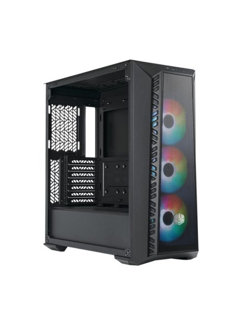 COOLER MASTER Ház Midi ATX MasterBox 520 + 3db Ventilátor + HUB, Tápegység nélkül, Üvegfalú, fekete