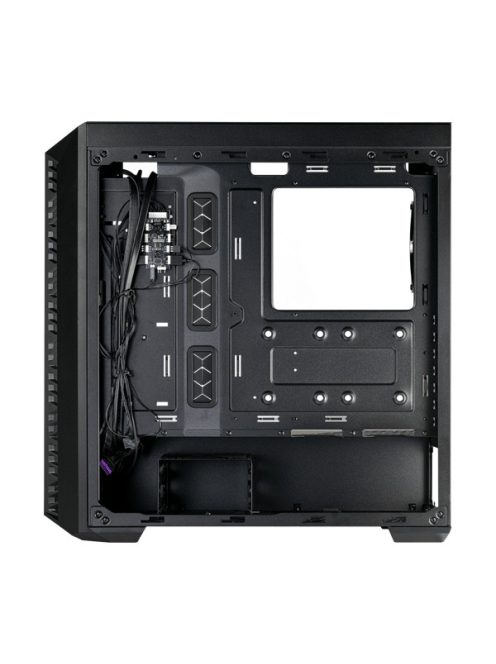 COOLER MASTER Ház Midi ATX MasterBox 520 + 3db Ventilátor + HUB, Tápegység nélkül, Üvegfalú, fekete