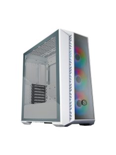   COOLER MASTER Ház Midi ATX MasterBox 520 + 3db Ventilátor + HUB,Tápegység nélkül, Üvegfalú, fehér