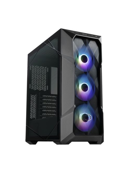 COOLER MASTER Ház Midi ATX MasterBox TD500 MESH V2 ARGB + 3db Ventilátor, Tápegység nélkül, Üvegfalú, fekete