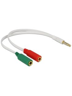   DELOCK Átalakító Headset Stereo jack 1x 3.5mm 4 pin male > 2x 3.5mm 3 pin jack female (iPhone)