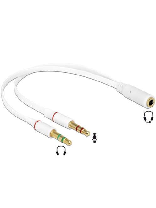 DELOCK Átalakító Headset Stereo jack 1x 3.5mm 4 pin female > 2x 3.5mm 3 pin male (iPhone)