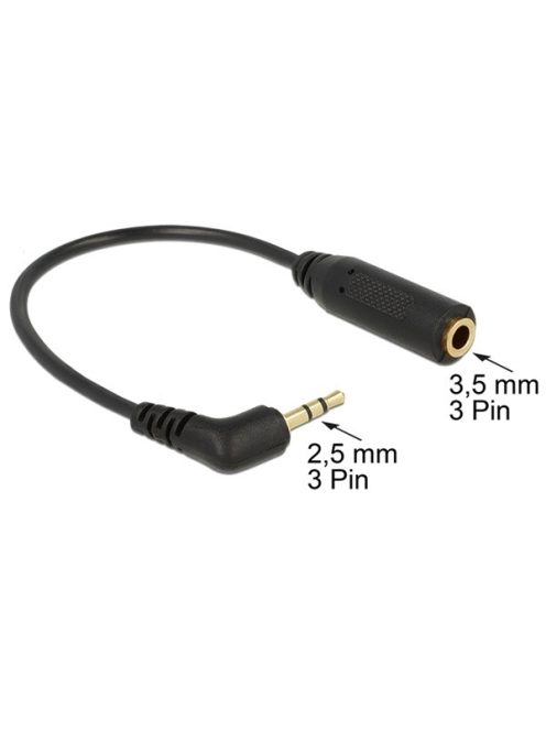 DELOCK Átalakító Audio Stereo jack 2.5mm 3 pin male 90 fokos > Stereo jack 3.5mm 3 pin female