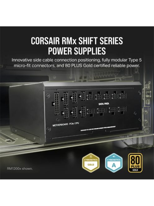 CORSAIR Tápegység Moduláris, RM1200x SHIFT, 1200W, 14cm, ATX, BOX, 80+ Gold