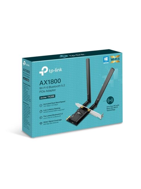 TP-LINK Wireless és Bluetooth 5.2 Adapter PCI-Express Dual Band AX1800, Archer TX20E