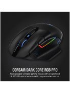 CORSAIR Vezetékes/Vezeték Nélküli Egér Gaming, DARK CORE RGB PRO, 8 programozható gomb, RGB, 18000dpi, fekete