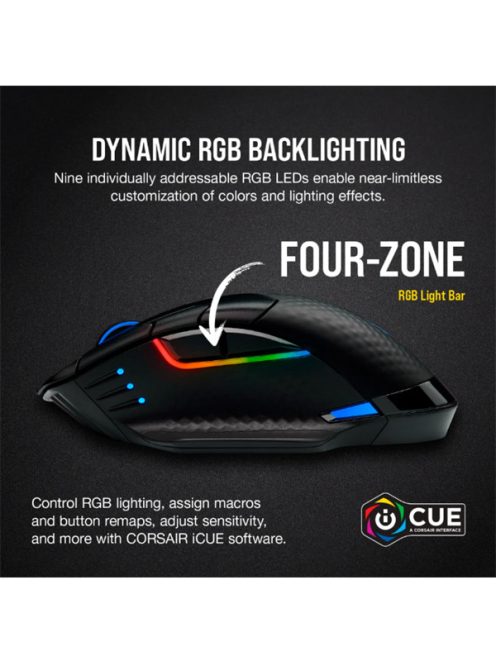 CORSAIR Vezetékes/Vezeték Nélküli Egér Gaming, DARK CORE RGB PRO, 8 programozható gomb, RGB, 18000dpi, fekete