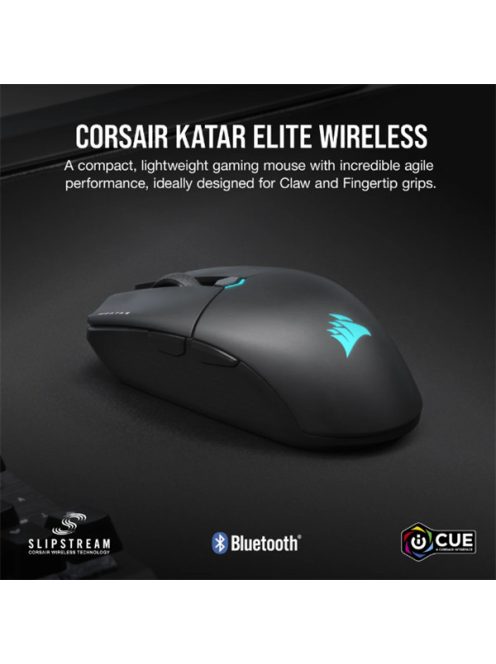 CORSAIR Vezetékes/Vezeték Nélküli Egér Gaming, KATAR ELITE, 6 programozható gomb, RGB Világítás, 26000dpi, fekete
