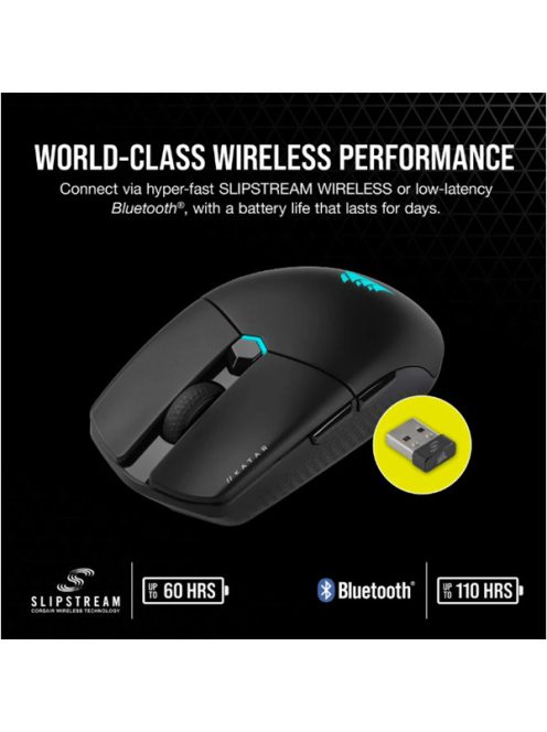 CORSAIR Vezetékes/Vezeték Nélküli Egér Gaming, KATAR ELITE, 6 programozható gomb, RGB Világítás, 26000dpi, fekete