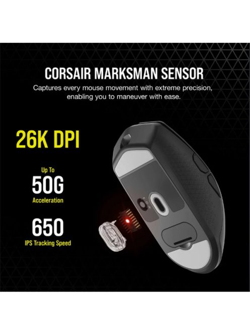 CORSAIR Vezetékes/Vezeték Nélküli Egér Gaming, KATAR ELITE, 6 programozható gomb, RGB Világítás, 26000dpi, fekete