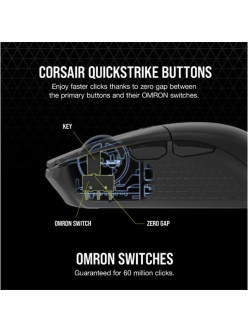 CORSAIR Vezetékes/Vezeték Nélküli Egér Gaming, KATAR ELITE, 6 programozható gomb, RGB Világítás, 26000dpi, fekete