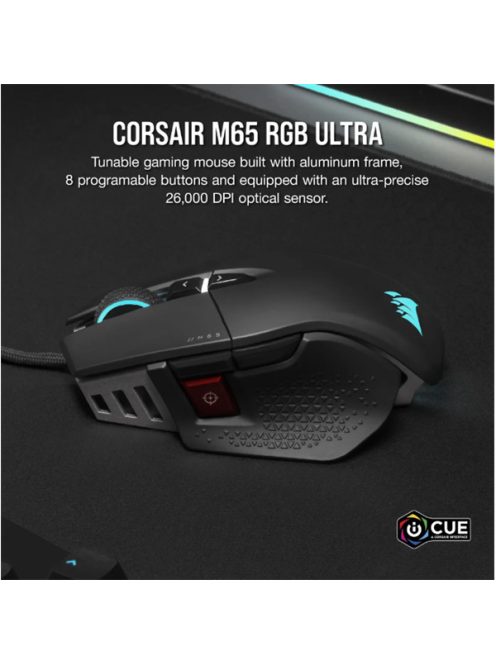 CORSAIR Vezetékes Egér Gaming, M65 RGB ULTRA Tunable, 8 programozható gomb, RGB Világítás, 26000dpi, fekete
