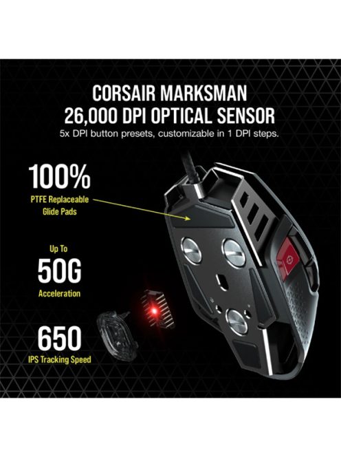 CORSAIR Vezetékes Egér Gaming, M65 RGB ULTRA Tunable, 8 programozható gomb, RGB Világítás, 26000dpi, fekete