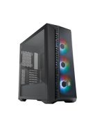 COOLER MASTER Ház Midi ATX MASTERBOX 520 MESH + 3xARGB Ventilátor + ARGB Fan HUB, Tápegység nélkül, Edzett Üveg, fekete