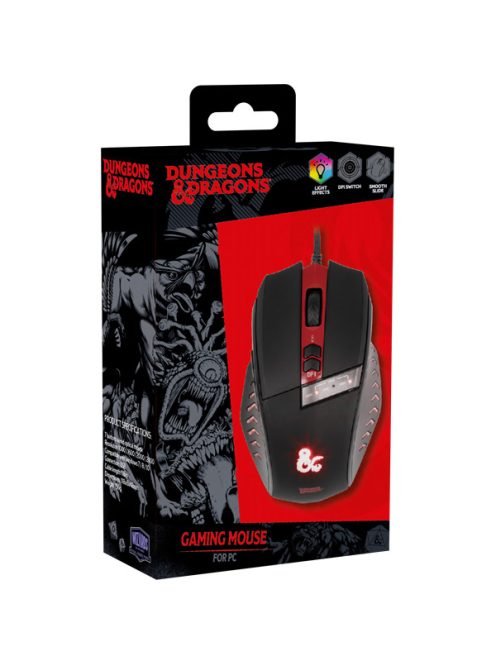 KONIX - DUNGEONS & DRAGONS Egér Vezetékes Gaming 2500DPI, Fekete-Piros