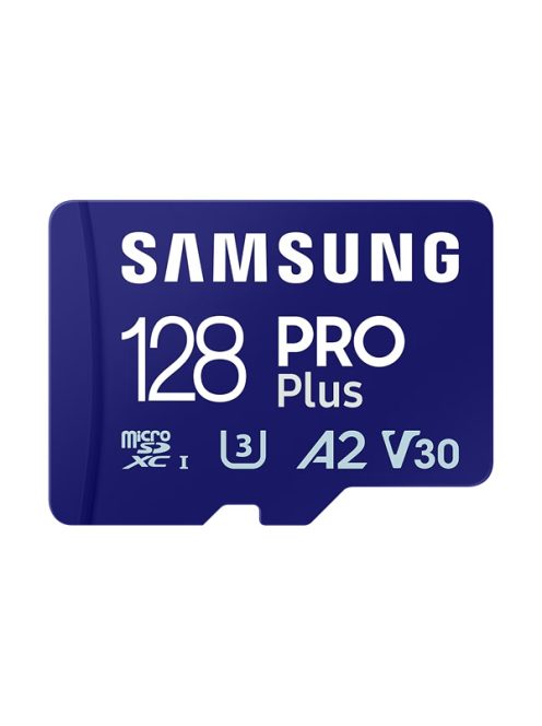 SAMSUNG Memóriakártya, PRO Plus microSDXC kártya 128GB, CLASS 10, UHS-I, U3, V30, A2, + Adapter, R180/W130