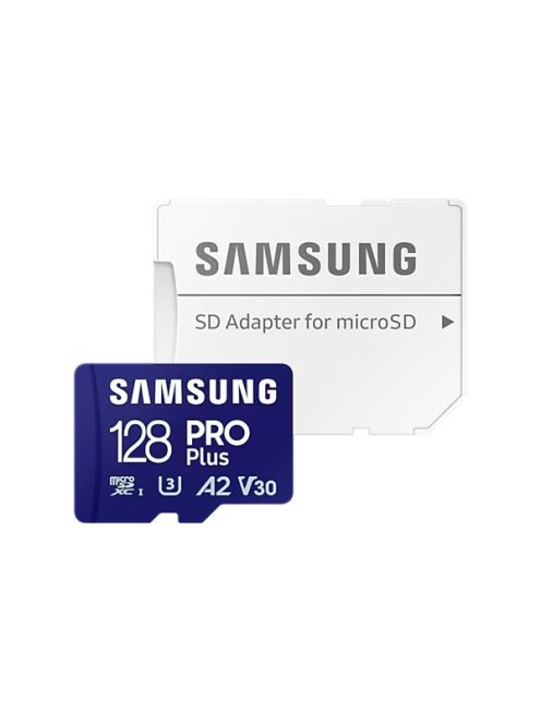 SAMSUNG Memóriakártya, PRO Plus microSDXC kártya 128GB, CLASS 10, UHS-I, U3, V30, A2, + Adapter, R180/W130