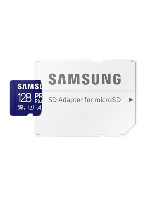 SAMSUNG Memóriakártya, PRO Plus microSDXC kártya 128GB, CLASS 10, UHS-I, U3, V30, A2, + Adapter, R180/W130