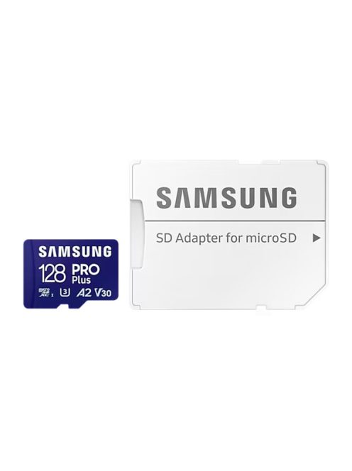 SAMSUNG Memóriakártya, PRO Plus microSDXC kártya 128GB, CLASS 10, UHS-I, U3, V30, A2, + Adapter, R180/W130