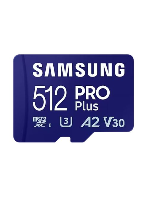 SAMSUNG Memóriakártya, PRO Plus microSDXC kártya 512GB, CLASS 10, UHS-I, U3, V30, A2, + Adapter, R180/W130