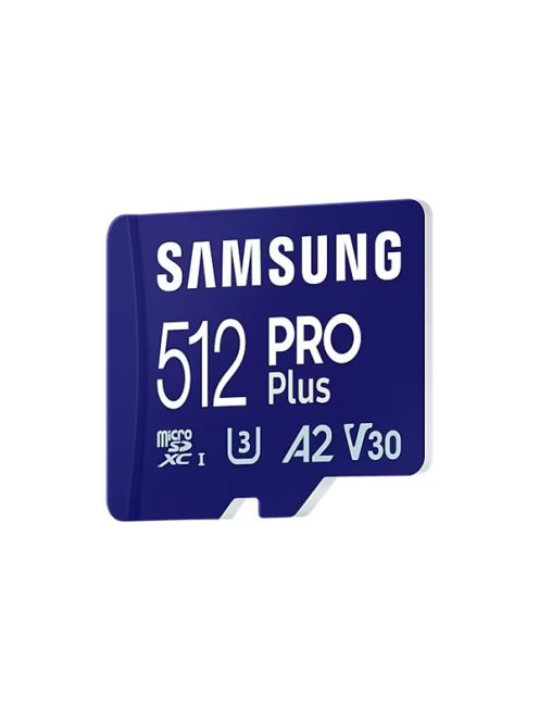 SAMSUNG Memóriakártya, PRO Plus microSDXC kártya 512GB, CLASS 10, UHS-I, U3, V30, A2, + Adapter, R180/W130