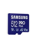 SAMSUNG Memóriakártya, PRO Plus microSDXC kártya 512GB, CLASS 10, UHS-I, U3, V30, A2, + Adapter, R180/W130