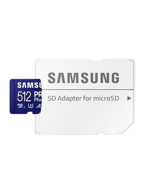 SAMSUNG Memóriakártya, PRO Plus microSDXC kártya 512GB, CLASS 10, UHS-I, U3, V30, A2, + Adapter, R180/W130