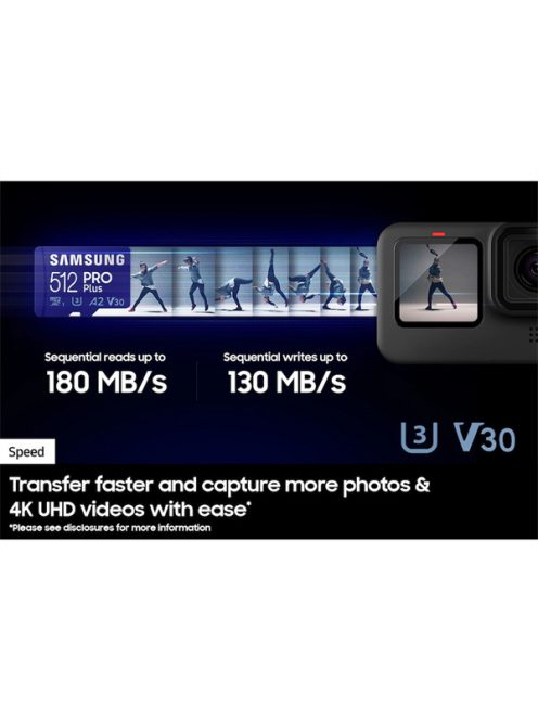 SAMSUNG Memóriakártya, PRO Plus + Reader microSDXC 128GB, CLASS 10, UHS-I, U3, V30, A2, R180/W130