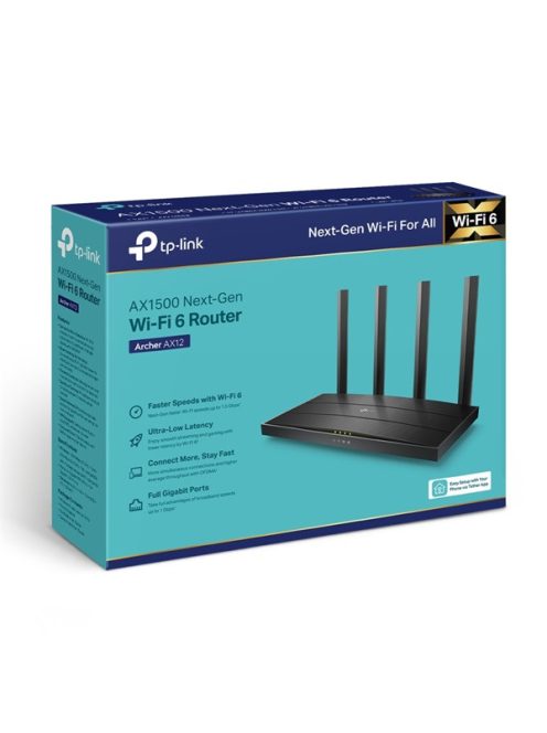TP-LINK Wireless Router Dual Band AX1500 Wifi 6 1xWAN(1000Mbps) + 3xLAN(1000Mbps), Archer AX12