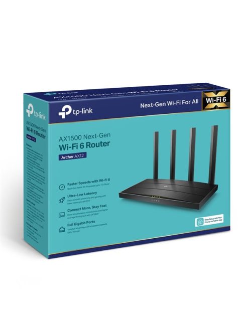 TP-LINK Wireless Router Dual Band AX1500 1xWAN(1000Mbps) + 3xLAN(1000Mbps), Archer AX12