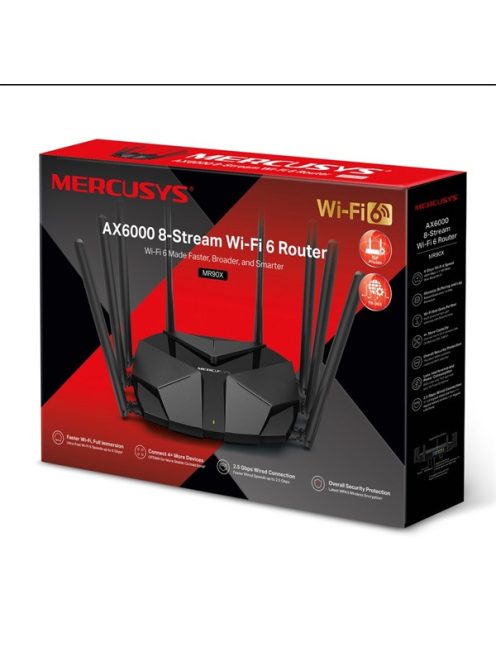MERCUSYS Wireless Router Dual Band AX6000 1xWAN(2.5Gbps) + 3xLAN(1000Mbps), MR90X