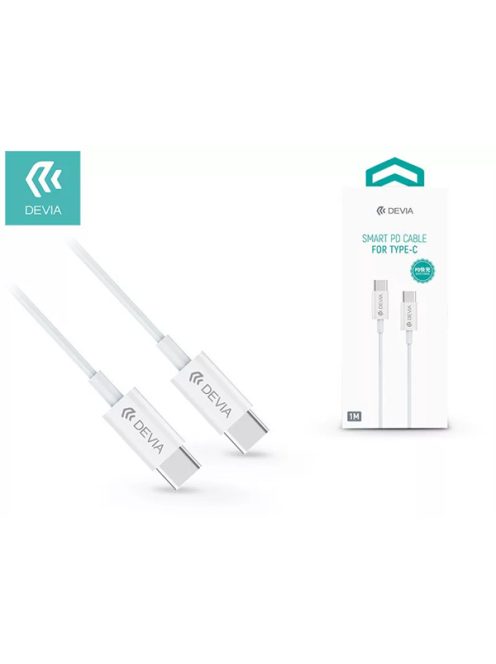 DEVIA USB TYPE-C - USB TYPE-C ADAT- ÉS TÖLTŐKÁBEL 1 M-ES VEZETÉKKEL - SMART PD CABLE FOR TYPE-C - 3A - WHITE