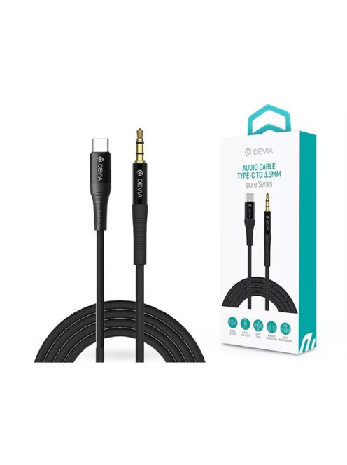 DEVIA 3,5 MM JACK - TYPE-C AUDIO KÁBEL 1 M-ES VEZETÉKKEL - SERIES IPURE AUX AUDIO CABLE - BLACK