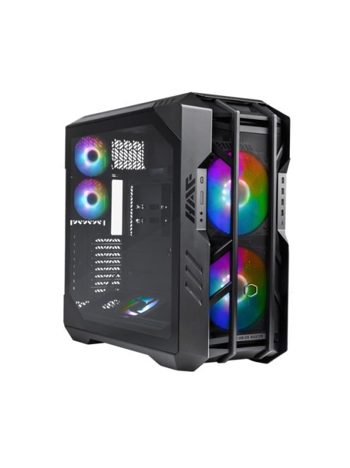 COOLER MASTER Ház ATX HAF 700 + 5db Ventilátor + ARGB Gen2 Kontroller + HUB, Tápegység nélkül, Üvegfalú, fekete