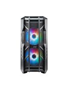 COOLER MASTER Ház ATX HAF 700 + 5db Ventilátor + ARGB Gen2 Kontroller + HUB, Tápegység nélkül, Üvegfalú, fekete