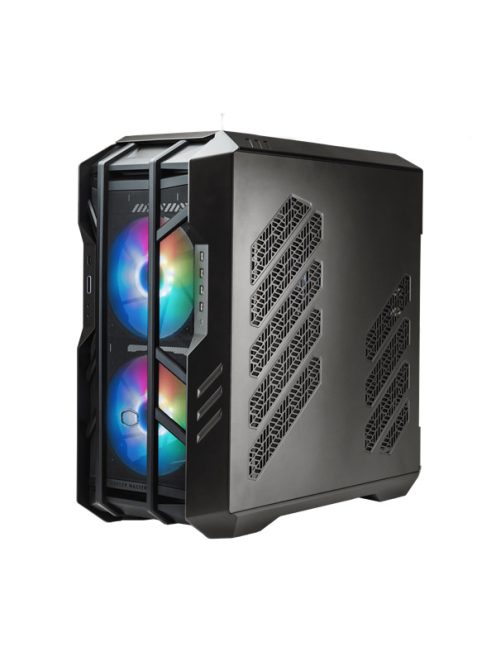 COOLER MASTER Ház ATX HAF 700 + 5db Ventilátor + ARGB Gen2 Kontroller + HUB, Tápegység nélkül, Üvegfalú, fekete