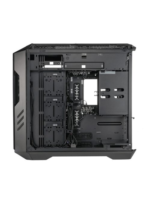 COOLER MASTER Ház ATX HAF 700 + 5db Ventilátor + ARGB Gen2 Kontroller + HUB, Tápegység nélkül, Üvegfalú, fekete