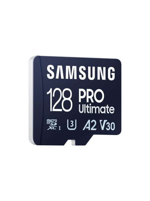 SAMSUNG Memóriakártya, PRO Ultimate microSD with Reader 128GB, Class 10, V30, A2, Grade 3 (U3), R200/W130, +Adapter