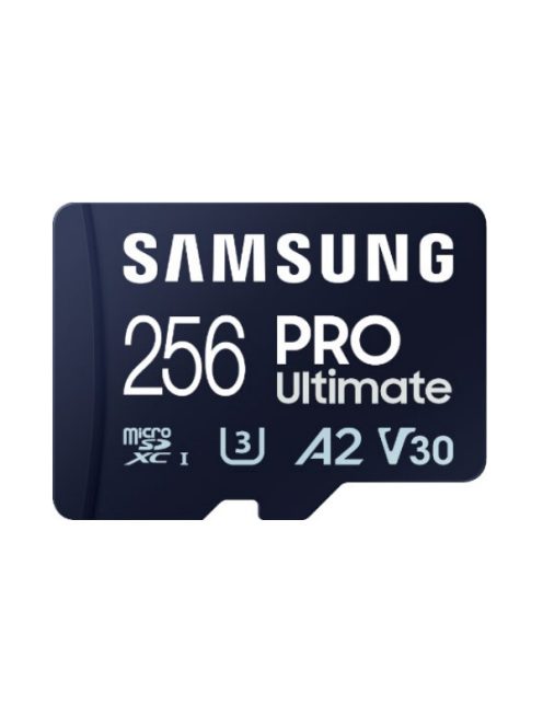 SAMSUNG Memóriakártya, PRO Ultimate microSD with Reader 256GB, Class 10, V30, A2, Grade 3 (U3), R200/W130, +Adapter