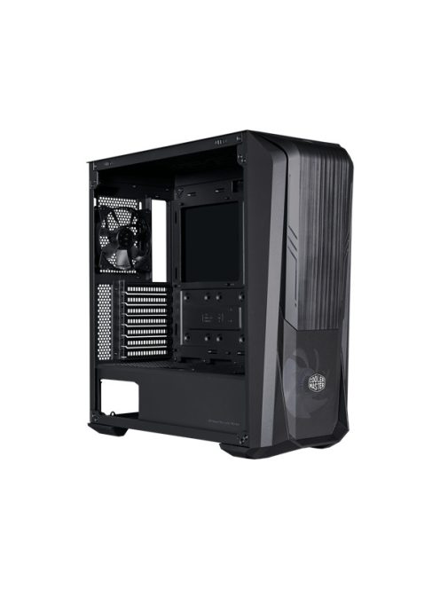 COOLER MASTER Ház, MASTERBOX 500, 2db Ventilátorral, Tápegység nélkül, Edzett üveg, fekete