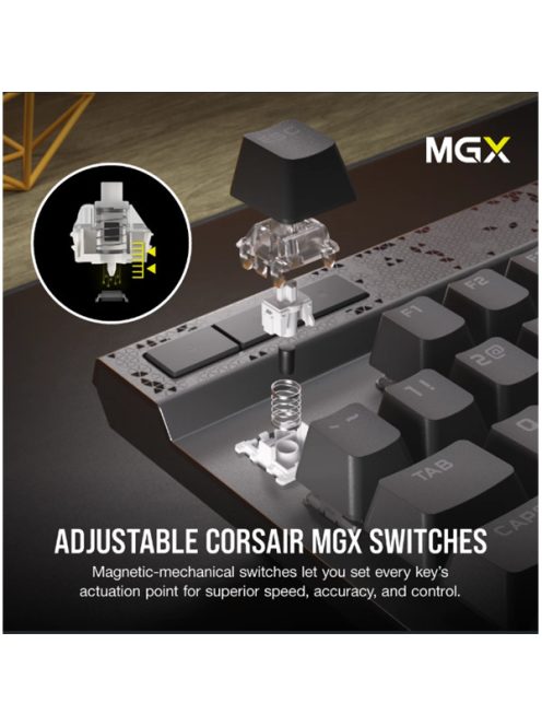 CORSAIR Vezeték Nélküli Billentyűzet Gaming, K70 MAX RGB, Mechanikus, MGX switch, fekete