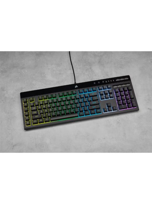 CORSAIR Vezetékes Billentyűzet Gaming, K55 RGB PRO, 6 programozható billentyű, Cseppálló, Csuklótámasz, US, fekete