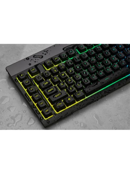 CORSAIR Vezetékes Billentyűzet Gaming, K55 RGB PRO, 6 programozható billentyű, Cseppálló, Csuklótámasz, US, fekete