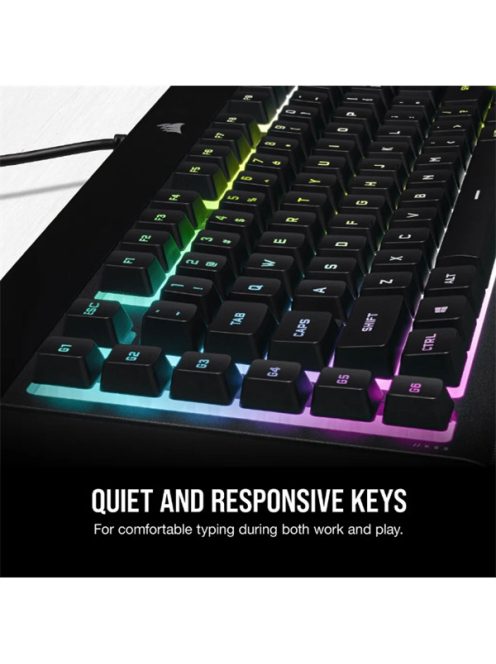 CORSAIR Vezetékes Billentyűzet Gaming, K55 RGB PRO XT, 6 programozható billentyű, Cseppálló, Csuklótámasz, US, fekete