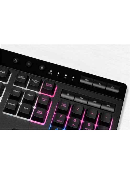 CORSAIR Vezetékes Billentyűzet Gaming, K55 RGB PRO XT, 6 programozható billentyű, Cseppálló, Csuklótámasz, US, fekete