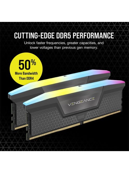 CORSAIR Memória VENGEANCE RGB DDR5 32GB 6000MHz CL36, AMD EXPO (Kit of 2), szürke