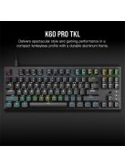 CORSAIR Vezetékes Billentyűzet Gaming, K60 PRO TKL RGB, Optical-Mechanical, Alumínium keret, US, fekete