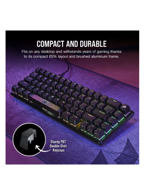 CORSAIR Vezetékes Billentyűzet Gaming, K65 PRO MINI RGB 65%, Optical-Mechanical, US, szürke